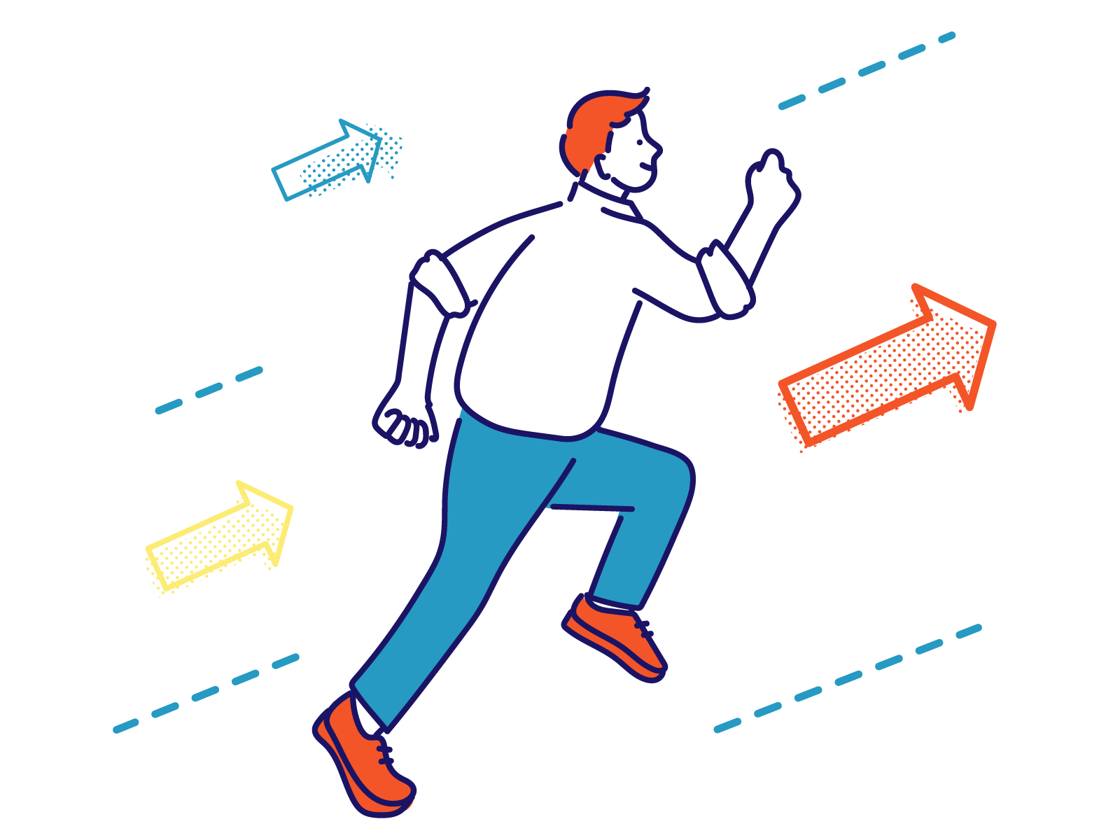 駆け上がる男性